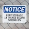 Signmission Keep Storage 18 Inches Below Sprinklers, 10 in W x Rectangle, Plastic OS-2PACK-NS-P-710-L-13863 - alternate 7